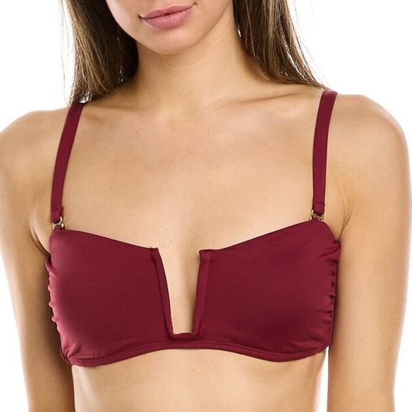Andie Other - Andie Swim Cartegena Bandeau Bikini Top in Bordeaux Dark Red Size Large NWT!